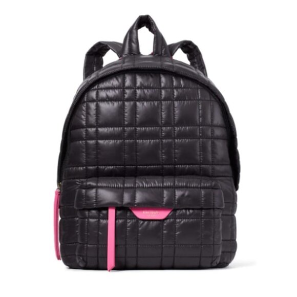 Kate Spade NY Softwear Quilted Nylon Medium Backpack Laptop Bag Black Pink NWT main image 12